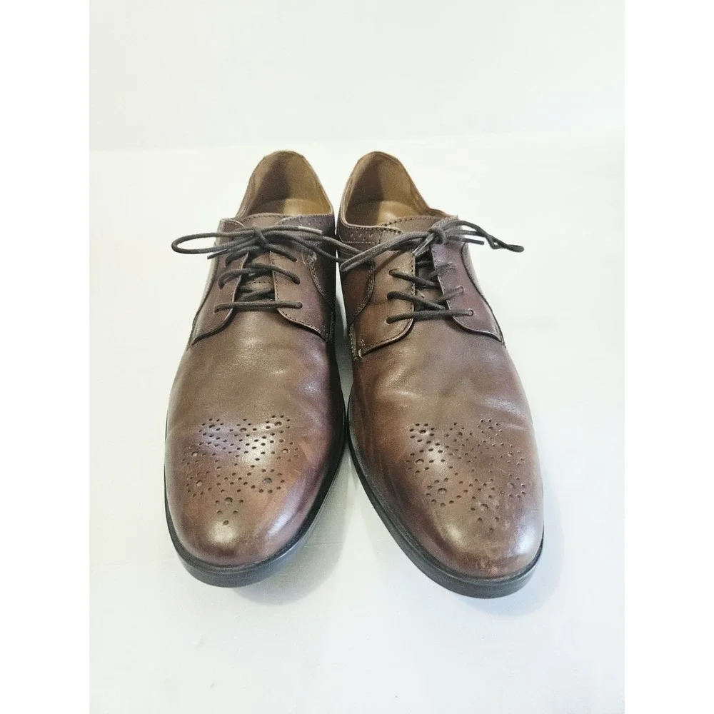 Clarks Kalden Edge Jetshots Brown Leather Shoes Men's Size 13 M